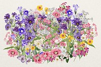 Purple Spring flowers, aesthetic botanical collage art