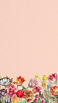 Pink exotic flowers phone wallpaper, colorful botanical border background