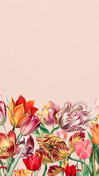 Pink exotic flowers phone wallpaper, colorful botanical border background