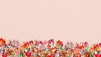 Pink exotic flowers computer wallpaper, colorful botanical border background