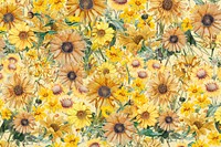 Yellow Spring flowers background, aesthetic botanical illustration