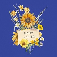 Happy Easter greeting, aesthetic flower bouquet collage art