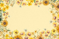 Spring sunflowers frame background, yellow design