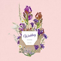 Wedding invitation word, aesthetic flower bouquet collage art