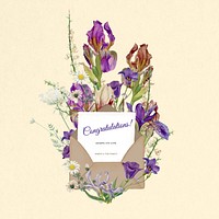 Congratulations greeting, aesthetic flower bouquet collage art