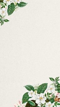Jasmine flower border mobile wallpaper, off-white textured background