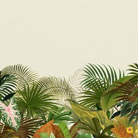 Tropical palm trees background, botanical border 