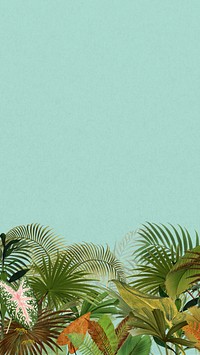 Tropical palm trees iPhone wallpaper, botanical border background