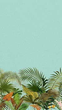 Tropical palm trees iPhone wallpaper, botanical border background