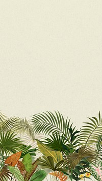 Tropical palm trees iPhone wallpaper, botanical border background