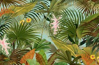 Tropical palm trees background, leaf illustration