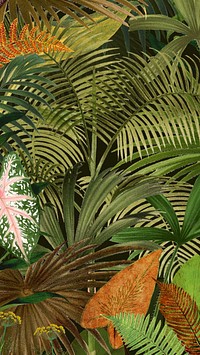 Tropical palm trees mobile wallpaper, leaf illustration