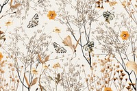 Aesthetic autumn flower background, seasonal botanical illustration