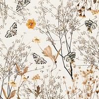 Aesthetic autumn flower background, seasonal botanical illustration