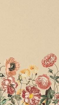 Feminine vintage floral mobile wallpaper, pink flowers border