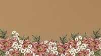 Vintage camellia flower HD wallpaper, brown aesthetic border background