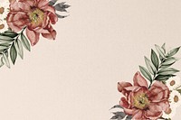 Vintage camellia flower background, beige aesthetic illustration