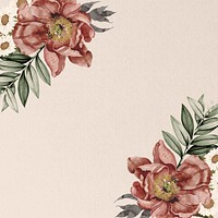 Vintage camellia flower background, beige aesthetic illustration