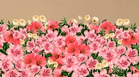 Spring azalea flowers computer wallpaper, pink botanical border background