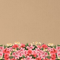 Brown azalea flowers background, pink botanical border