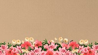 Spring azalea flowers computer wallpaper, pink botanical border background