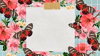 Pink butterfly frame desktop wallpaper, note paper collage