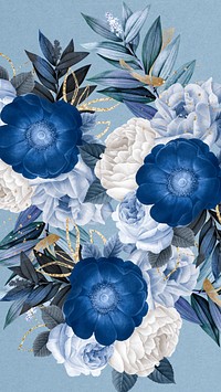 Blue anemone flower iPhone wallpaper, Winter season background