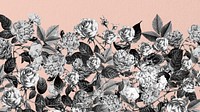 Wild roses computer  wallpaper, black and white illustration