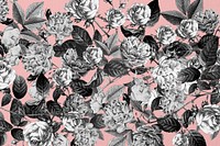 Vintage flower pattern, black and white design