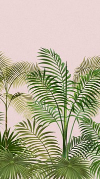 Tropical palm trees mobile wallpaper, botanical border background