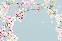 Japanese cherry blossom background, pink flowers illustration