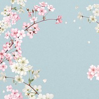 Japanese cherry blossom background, pink flowers illustration