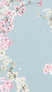 Japanese cherry blossom iPhone wallpaper, pink flowers background