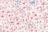 Spring cherry blossom flower pattern, pink botanical illustration