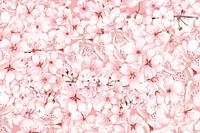 Spring cherry blossom flower pattern, pink botanical illustration