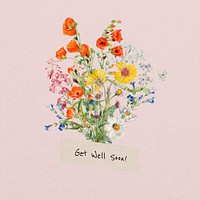 Get well soon greeting, aesthetic flower bouquet collage art