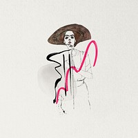 Woman in sunhat, vintage fashion illustration. Remixed by rawpixel.