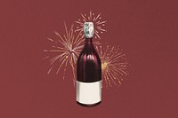 Wine bottle fireworks, celebration. Remixed by rawpixel.