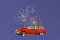 Classic car & fireworks, celebration remix