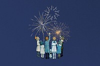 Children watching fireworks, celebration. Remixed by rawpixel.