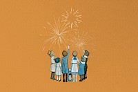 Children watching fireworks, celebration. Remixed by rawpixel.