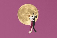 Couple dancing under the moon, vintage collage art. Remixed by rawpixel.