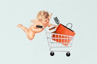 Shopping cupid with trolley. Remixed by rawpixel.