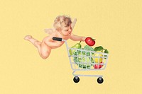 Cupid grocery shopping, wellness. Remixed by rawpixel.