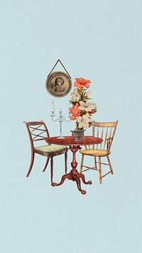 Victorian furniture phone wallpaper collage. Remixed by rawpixel.