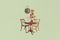 Victorian furniture, chair and table. Remixed by rawpixel.