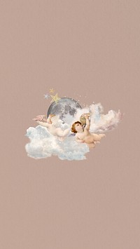 Flying cherubs phone wallpaper collage. Remixed by rawpixel.