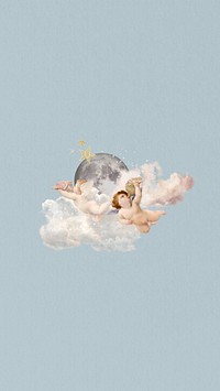 Flying cherubs phone wallpaper collage. Remixed by rawpixel.