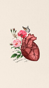 Floral human heart phone wallpaper collage. Remixed by rawpixel.