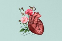 Floral human heart, health. Remixed by rawpixel.